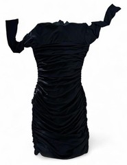 Black Mesh Sheer Long Sleeve Ruched Mini Dress – Sexy Bodycon Mock Neck