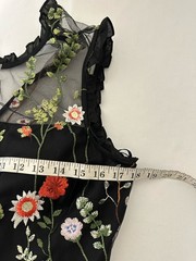 Black Floral Embroidered Mesh Fit & Flare Dress Juniors 15 Fairy Whimsigoth