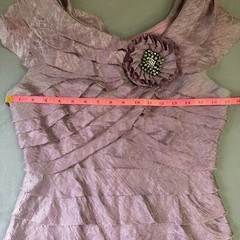 London Times dress women 10 metallic ruffle boat neck cocktail purple