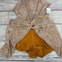 Free People Movement NWT Skort Mini Dress Medium Sheer Striped Open Racer Back