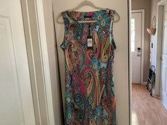 Tommy Hilfiger NWT $89 Paisley Shift Dress Sleeveless Chic 100% Polyester Sz 10