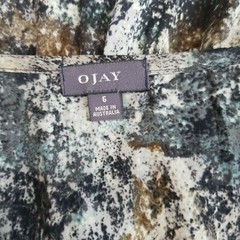 Ojay Womens Size 6 Multi-Coloured Elastic Waist V-Neck Dress 3/4 Sleeves