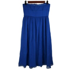 J Crew Emily Dress Womens Sz 4 Blue Silk Chiffon Strapless Event Bridesmaid Prom