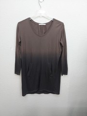 Peruvian Connection Pullover Tunic Dress Women Small Brown Ombre Stretch Pockets