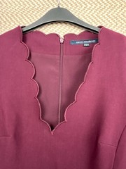 French Connection Deep Plum Lula Sheath Dress Size UK 8 Women Scalloped Neck