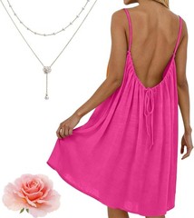 Women’s Backless Flowy Cami Lounge Dress Short, Backless Cami Dress for Women