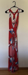 Karina Grimaldi Revolve Medium Maxi Wrap Dress Red White Blue Coral Moon
