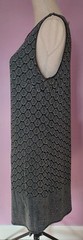 WALLIS black/silver metallic sleeveless shift dress, UK 16, lined, stretch BNWT