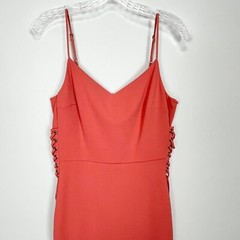 1 State Womens Lace Up Slip Midi Dress Cedar Rose Spaghetti Straps size 6