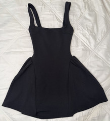 White Fox Black Solid Fit & Flare Mini Dress Square Neck Backless XXS