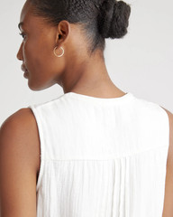 Quince 100% Organic White Cotton Gauze Sleeveless Swing Dress XL Runs M BNWOT