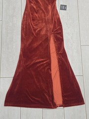 LULUS Immensely Glam Rust Red Velvet Backless Maxi Dress Slit