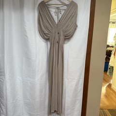 Miou Muse Women’s Maxi Dress Size Small Taupe 100% Rayon Boho Plunge Flowy