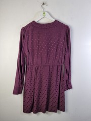 Albaray Jacquard Polka Dot Bow Neck Tie Dress Burgundy Size 12 £89 RRP New