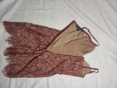 For Love & Lemons Vika Mini Dress Red Nude Corded Paisley Lace