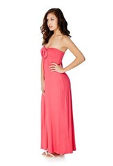 JustFab Tie Front Strapless Maxi Dress
