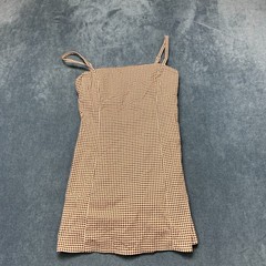 Abercrombie & Fitch Tweed Split Mini Dress Women Small Brown Lined Gingham Check