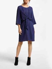 NUMPH Blue Silver Flowy Tie Knot Front Dress XS S M