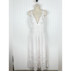 Future Collective White Eyelet Embroidered Open Back Midi Dress NWT Size Large