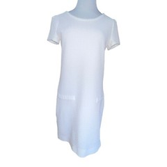 COMPTOIR DES COTONNIERS WHITE TEXTURED SHORT SLEEVE DRESS FAUX POCKETS SIZE 38