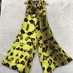 One Teaspoon Sleeveless Overall Jumpsuit Women Small Pull On Loose Green Print