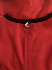 NWT Tommy Hilfiger Womens Sz 8 Red Sheath Dress Blue Trim Sleeveless Rear Zipper