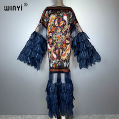 Pleated Elastic Slim Dress Beach Cover up Kaftan Abaya Dubai Luxury Party Dress