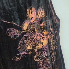 Citron Santa Monica Silk Blend Black Velvet Dress Floral Print Women&rsquo;s XL