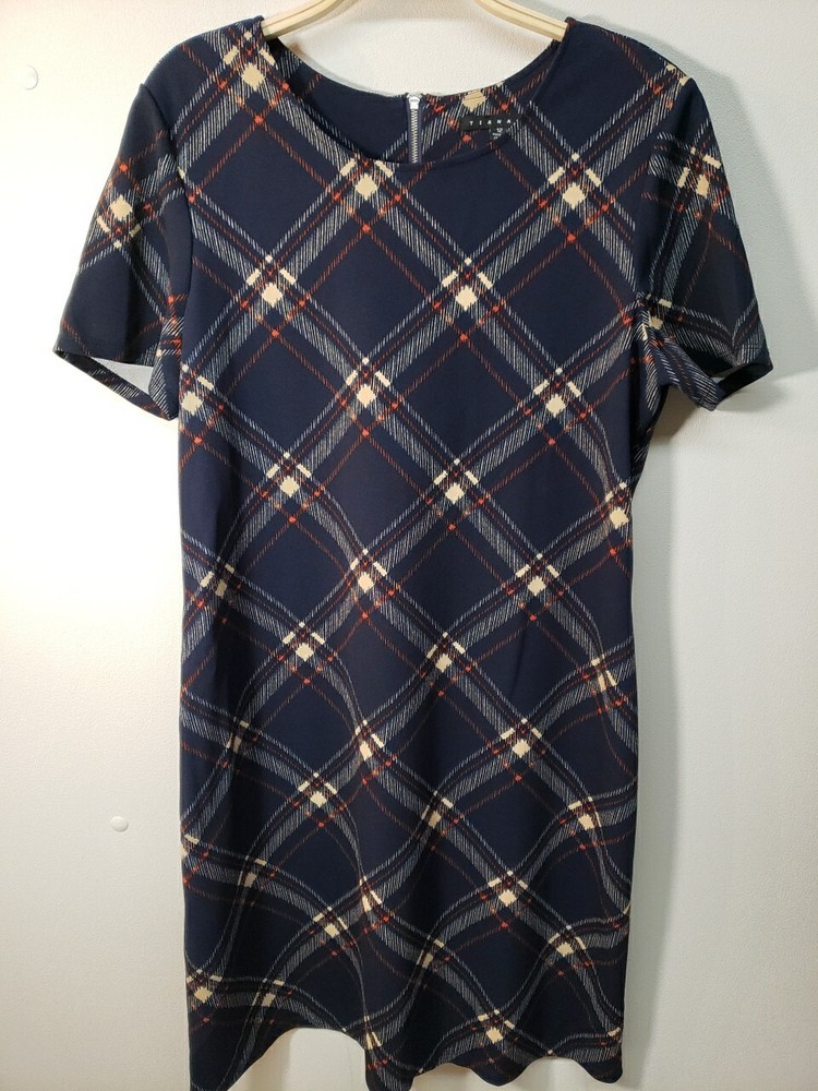 NWOT Tiana B. Women&rsquo;s Dress Shift Size 12 Blue Orange Beige Multicolor