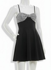 City Studio Women&rsquo;s Black Sequin-Trim Sleeveless Dress Juniors&rsquo; Sz 13/14
