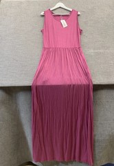Auselily Maxi Dress Womens 2XL Pink Sleeveless Round Neck Elastic Waist Casual