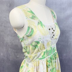 Y2K Free People Floral Lace Trim Sundress Womens 6 Cotton Boho Indie Soft Girl