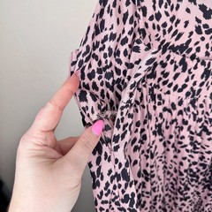 Stillwater Memz Pebbles Pink Cheetah Leopard Print Tiered Leg Slit Maxi Dress XS