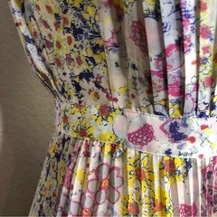 Plenty Dresses by Tracy Reese white blue yellow accordion pleat midi dress 4