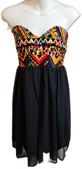 GLAMOROUS Strapless Multicolor Short Dress Size M Embroidered NWT
