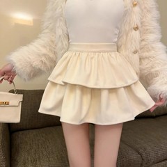 Preppy Style Women&rsquo;s Sweet Mini Skirt Elastic Waist Cute All-Match Cake Skirt So