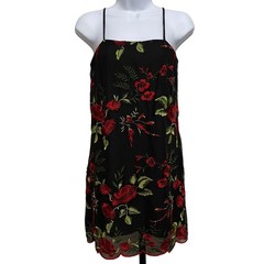 Show Me Your Mumu Romantic Floral Rose Embroidered Mini Dress XS Whimsigoth