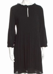 HALSTON Black Pleated Scoop Neck Mini Dress -Size M