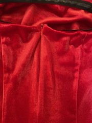 Miscreants London Red Velvet Strapless Mini Dress w/ Opera Gloves Size 6
