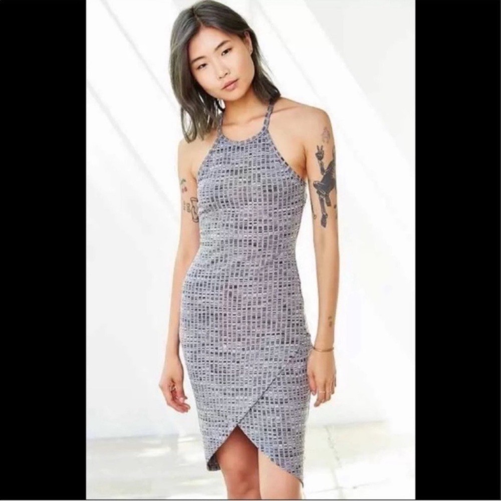 UO Silence + Noice Gray Bodycon High Neck Mini Dress Size: M