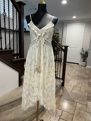 Women&rsquo;s Slimming Crochet Lace Maxi Spaghetti Strap Cami Beach Boho Sundress