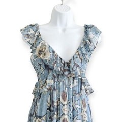 Hannah Artwear Dana Open Back Floral Midi Dress, Blue, Size 2 (US6/8)