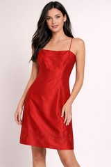 Vintage Ann Taylor Raw Silk Red Beaded Embroidered Slip Style Dress Size 14 NWT