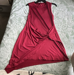 SHEIN Curve Women&rsquo;s 0XL Burgundy Solid Bodycon Sleeveless Round Neck Dress