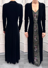 Michal Negrin Full Length Black Velvet Flowers Dress Size – S –