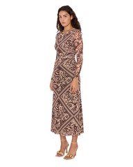 NWT Minkpink Floral Mesh Side Ruching Midi Dress L