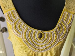 Cato Women&rsquo;s Large Yellow Sleeveless Lace Sun Dress With Beaded Neckline