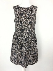 Vero Moda Dress Medium 8-10 UK Black Nude Beige Abstract Paint Splatter Print