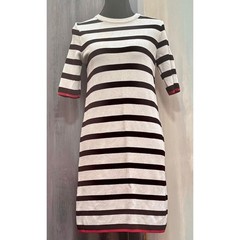 Topshop Breton Stripe Sweater Knit ShiftBlack Ivory Red Nautical Coastal Preppy