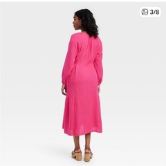 Women&rsquo;s Balloon Long Sleeve Midi A-Line Dress – Universal Thread 100% COTTON